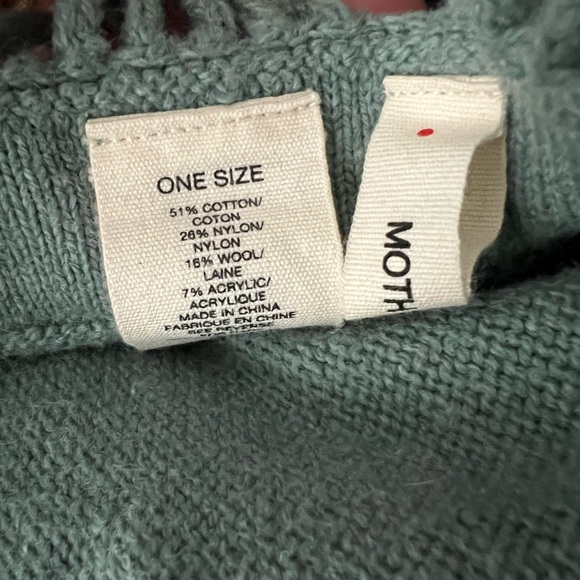 RARE Anthropologie Moth White Rosette Scarf Turquoise Blue Fringe - Picture 6 of 6